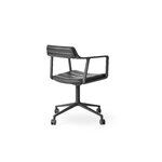 Vipp 452 Swivel tuoli, musta - musta nahka, pyörät, näkymä 6