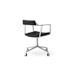 Vipp 452 Swivel tuoli, kiillotettu runko - musta nahka, pyörät, näkymä 6
