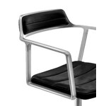 Vipp 452 Swivel tuoli, kiillotettu runko - musta nahka, pyörät, näkymä 4