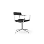 Vipp 452 Swivel tuoli, kiillotettu runko - musta nahka, jalkatallat, näkymä 3