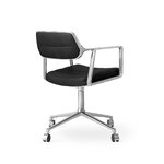 Vipp 453 Swivel tuoli, kiillotettu runko - musta nahka, pyörät, näkymä 3