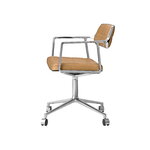 Vipp 453 Swivel tuoli, kiillotettu runko - camel nahka, pyörät, näkymä 3