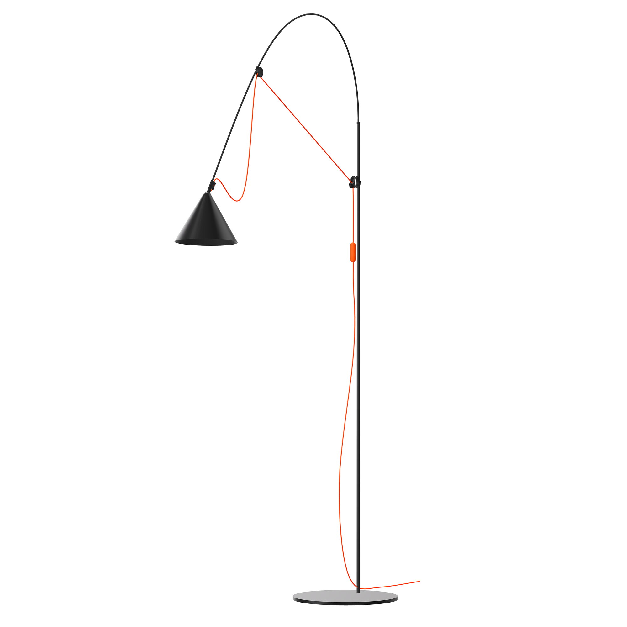 Midgard AYNO L floor lamp, 2700K, black - orange | Finnish Design