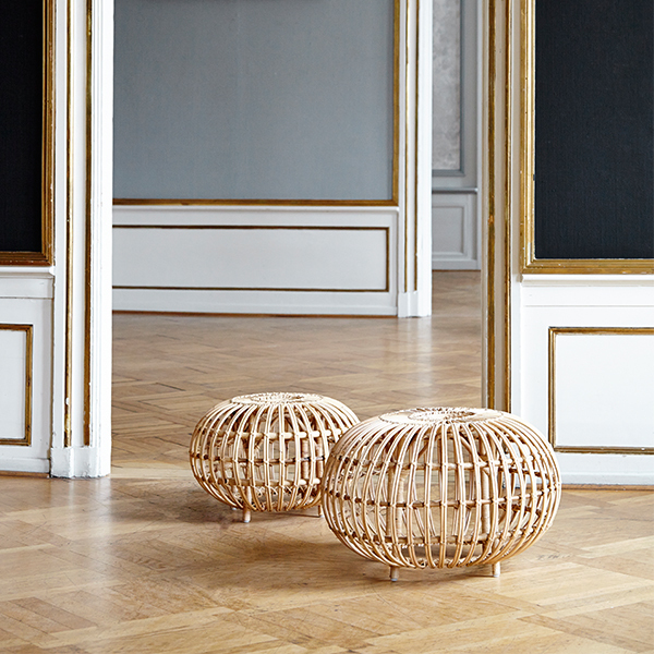 Sika-Design Franco Albini ottoman, large, natural rattan