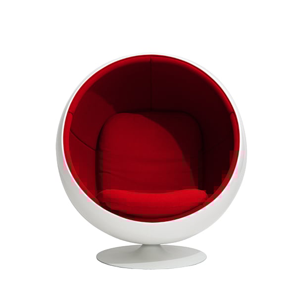 Eero Aarnio Originals Ball Chair, white - red | Finnish Design Shop
