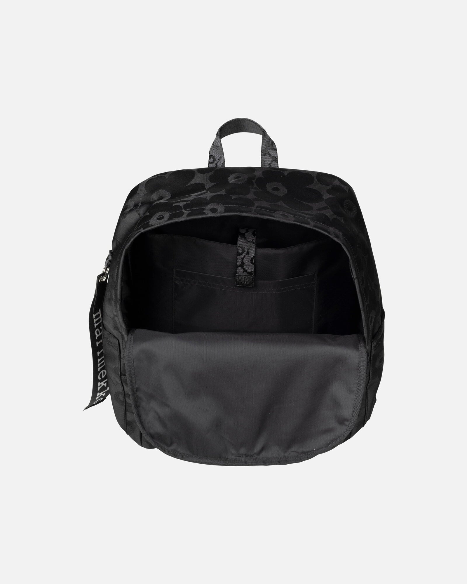 Marimekko Zip Top Backpack Unikko, black | Finnish Design Shop
