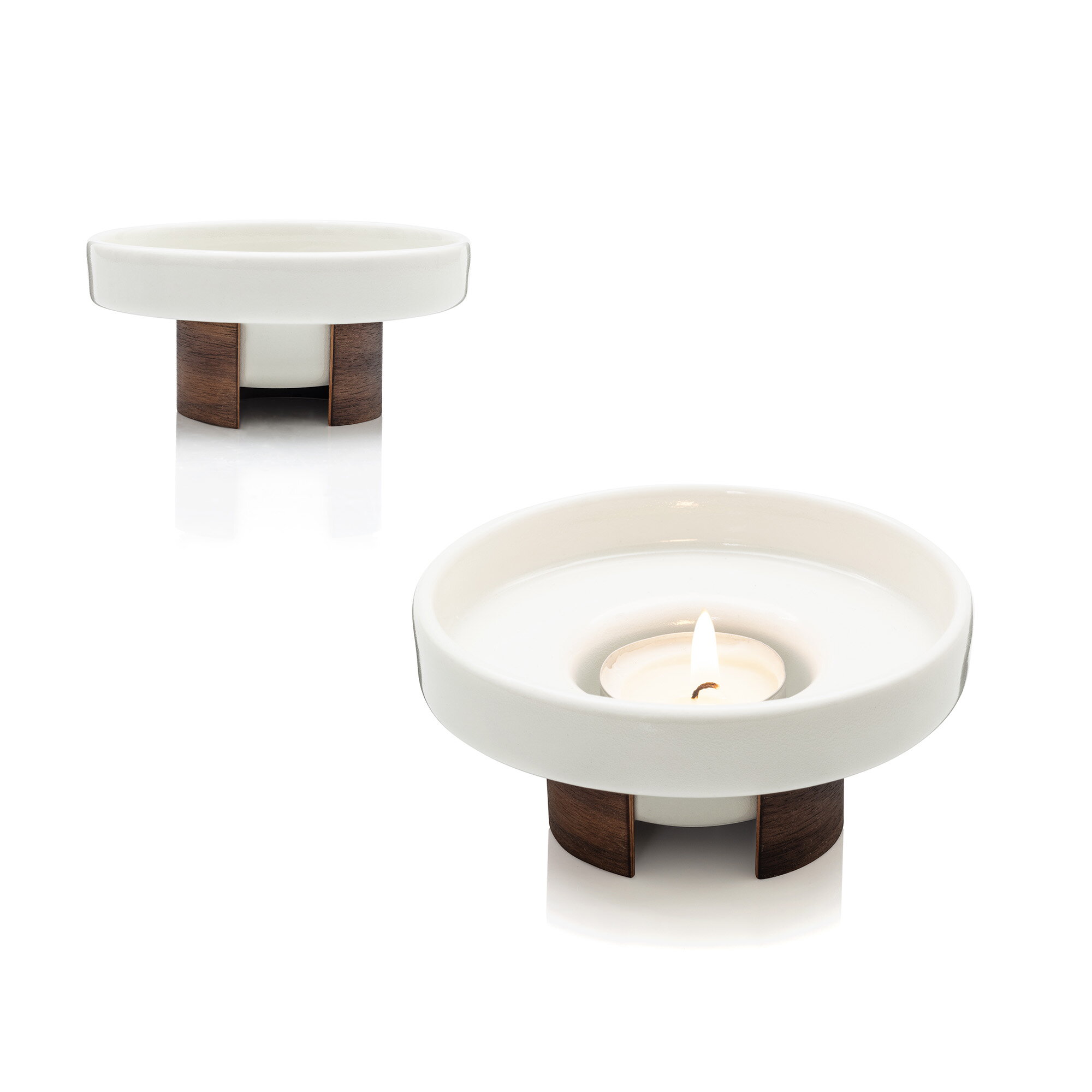 Tonfisk Design Bougeoir Warm, 11 cm, blanc - noyer | Finnish Design Shop