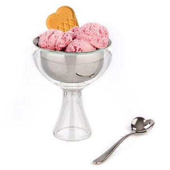 Alessi Big Love ice cream bowl with spoon, mirror polished  stainless steel, extra image