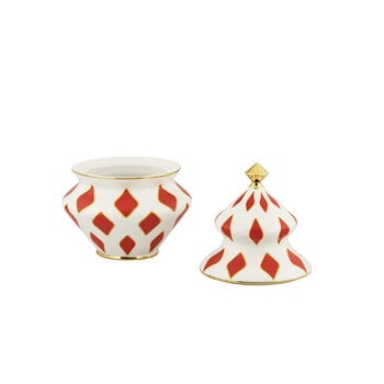 Alessi Sweet jar, 15,5 x 22 cm, white - red - gold, extra image