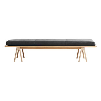 Woud Level daybed, white pigmented oak - black leather