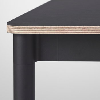 Muuto Base Tisch, 190 x 85 cm, Linoleum mit Sperrholzkanten, schwarz