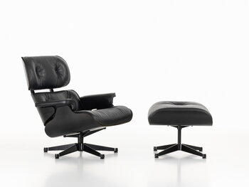 Vitra Eames Lounge Chair, uusi koko, musta saarni - musta nahka