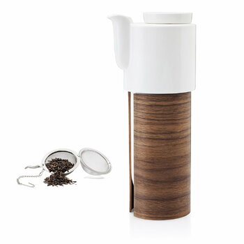 Tonfisk Design Warm teapot 1,1 L, white - walnut, ceramic lid