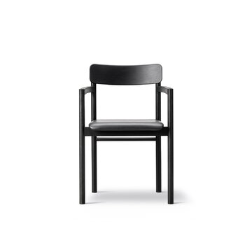 Fredericia Post käsinojallinen tuoli, musta tammi - musta nahka