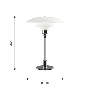 Louis Poulsen Tischleuchte PH 3 1/2 – 2 1/2, verchromt, extrabild