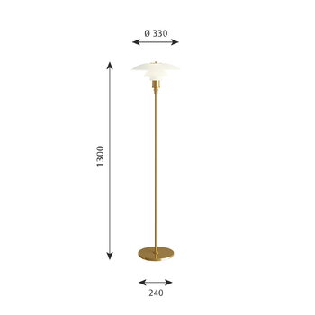 Louis Poulsen PH 3 1/2 - 2 1/2 floor lamp, metallised brass