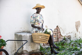 Mifuko Panier à provisions Bolga, M, tissage lâche, naturel