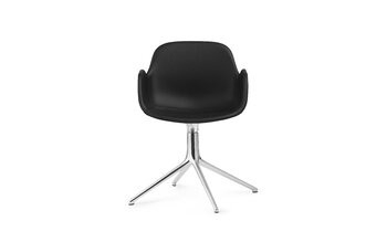 Normann Copenhagen Form Swivel 4L Armlehnstuhl, Aluminium - schwarzes Ultra-Leder