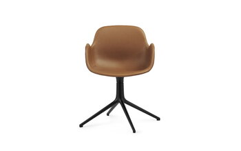 Normann Copenhagen Form Swivel 4L armchair, black - brandy leather Ultra