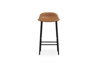 Normann Copenhagen Form barstol, 65 cm, svart stål - brandy läder Ultra