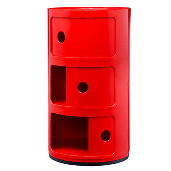 Kartell Componibili storage unit, 3 modules, red
