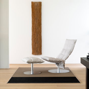 Woodnotes K chair, narrow, swivel plate base, stone/black