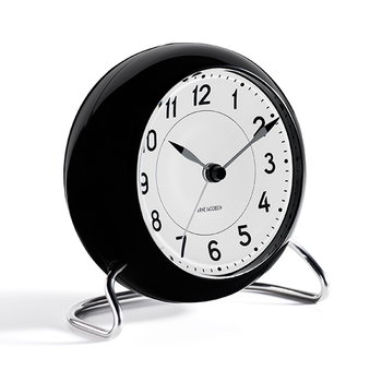 Arne Jacobsen AJ Station table clock with alarm, black
