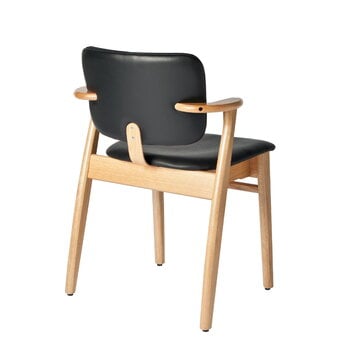 Artek Domus chair, lacquered oak - black leather