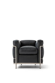 Cassina 2 Fauteuil Grand Confort nojatuoli, pieni, kromi - musta nahka 13X606, tuotteen lisäkuva