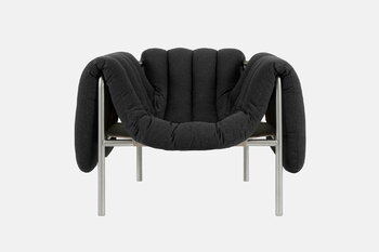 Hem Puffy lounge chair, anthracite - stainless steel