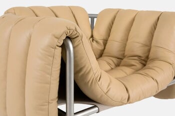 Hem Puffy lounge chair, sand leather - stainless steel