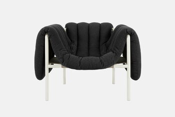 Hem Puffy lounge chair, anthracite - cream steel