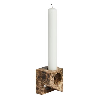Woud Jeu de des kynttilänjalka 2, ruskea marmori