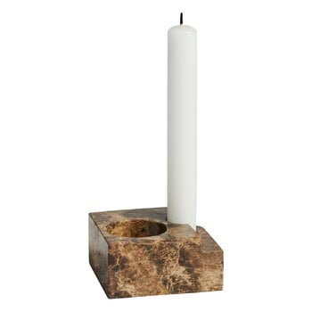 Woud Jeu de des kynttilänjalka 3, ruskea marmori