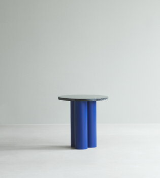 Normann Copenhagen Dit table, bright blue - Nero Marquina marble