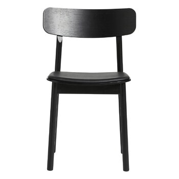 Woud Soma dining chair, black painted ash - black leather