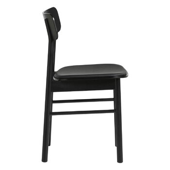 Woud Soma dining chair, black painted ash - black leather