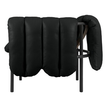 Hem Puffy loungefåtölj, svart läder - svartgrått stål