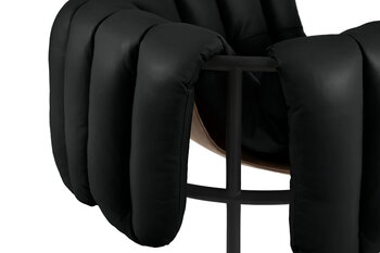 Hem Puffy lounge chair, black leather - black grey steel