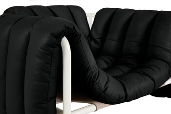 Hem Puffy lounge chair, black leather - cream steel