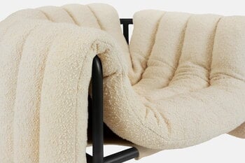 Hem Puffy lounge chair, eggshell boucle - black grey steel