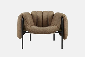 Hem Puffy lounge chair,  sawdust boucle - black grey steel