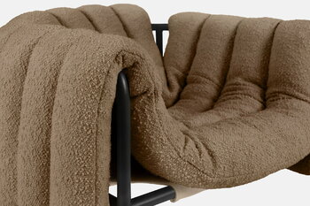 Hem Puffy lounge chair,  sawdust boucle - black grey steel