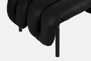 Hem Puffy ottoman, svart läder - svartgrått stål