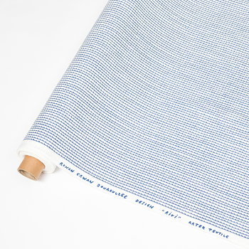 Artek Tessuto di cotone Rivi, 150 x 300 cm, bianco - blu