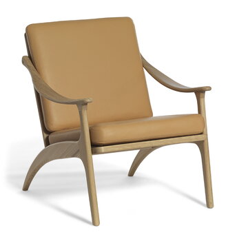 Warm Nordic Lean Back lounge chair, white oiled oak - natural leather