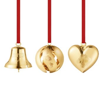 Georg Jensen Collectable ornament 2023, 3 pcs, gold plated brass