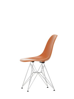 Vitra Eames DSR Fiberglass Chair, red orange - chrome