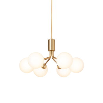 Nuura Apiales 6 pendant, brushed brass - opal white