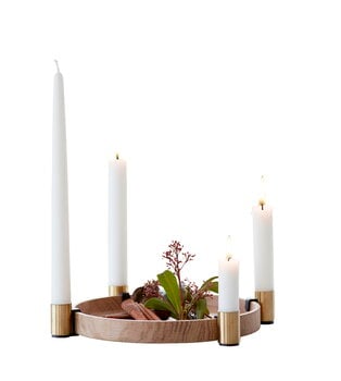 applicata Luna candleholder, oak - brass, extra image